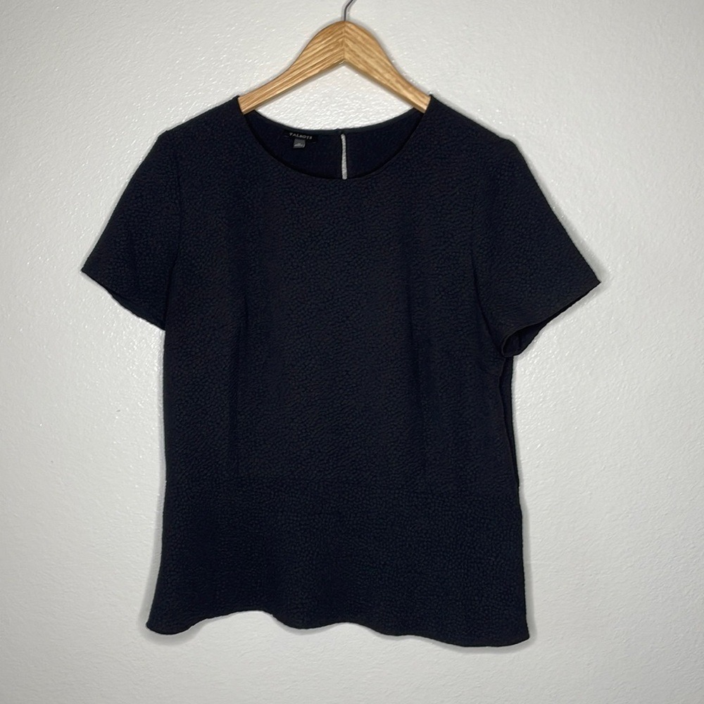 Talbots‎ Short Sleeve Blouse sz 12 Black